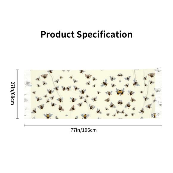 Bees Pattern Women's Scarf Pashmina Shawl Wrap For Evening Dress Wedding😊 - Picture 3 of 9